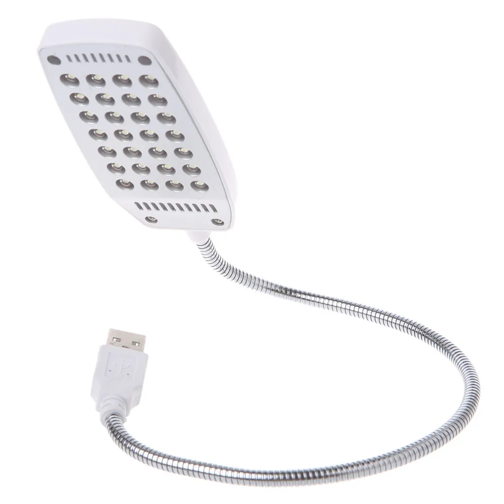 HNGCHOIGE 28 светодиодный гибкий компьютерный светильник, лампа для ноутбука, настольный ПК, настольный мини USB светодиодный светильник с кнопкой - Цвет корпуса: Белый