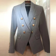 Модная новинка, стильный пиджак, женский двубортный блейзер с золотыми пуговицами, верхняя одежда