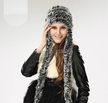 Настоящее трикотажные РЕКС кролика шляпу ухо муфты earwarmer шарф шапка мягкие и модные доставка бесплатно шапочка кисточкой женщины леди вязать