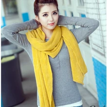 Корейский простой однотонный теплый зимний женский шарф 220 см, эластичный вязаный шерстяной шарф, шаль, изумительный шарф
