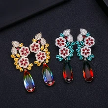 ACCKING Роскошные Капля воды цветок серьги для женщин Свадебные с кубическим Цирконом Кристалл CZ Дубай Свадебные серьги Модные ювелирные изделия