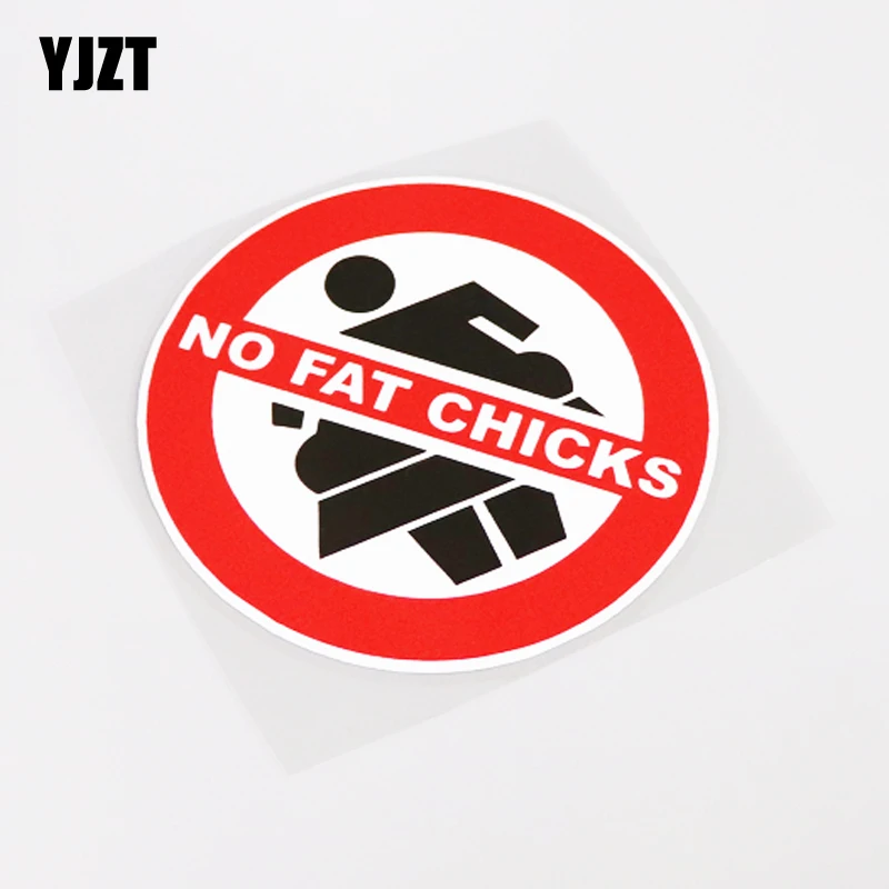 

YJZT 13.3CM*13.3CM Funny NO FAT CHICKS Warning Mark Car Sticker PVC Decal 13-1048