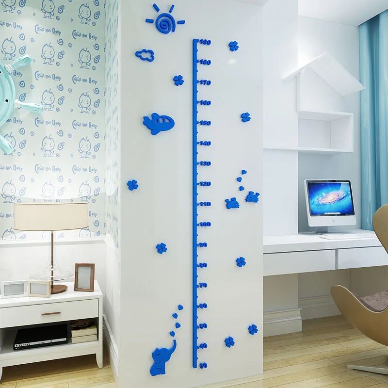 

Elephant and airplane Design Height Measure Stickers Acrylic Wall Sticker Kids Room Kindergarten Wall Decor