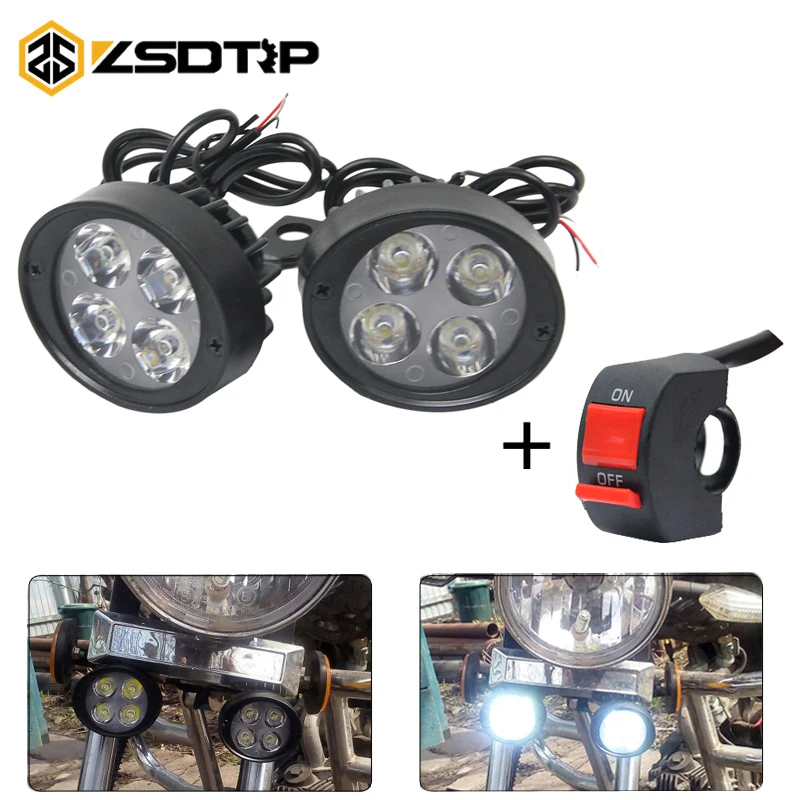 ZSDTRP 1 Pair Working Spot Light Motorcycles Headlight Super Bright