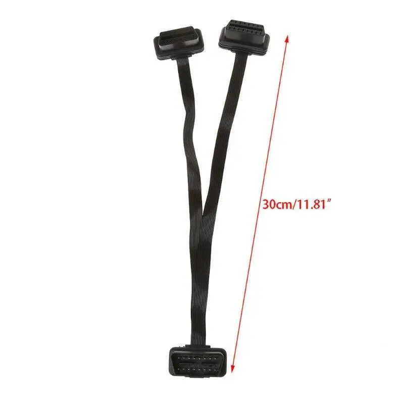 16 Pin OBD2 мужской и двойной женский сплиттер плоский тонкий Y разъем удлинитель ODB 2 разъем