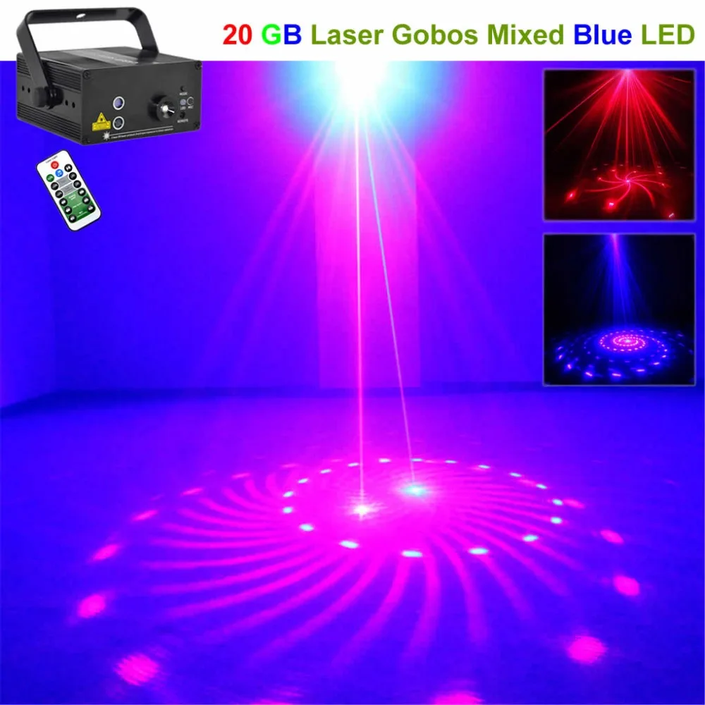 Mini 20 Red Blue Patterns Laser Lights Remote Sound Projector 3W Blue LED Mixing Effect DJ Home Party Show Stage Lighting 20RB Mini 20 Red Blue Patterns Laser Lights Remote Sound Projector 3W Blue LED Mixing Effect DJ Home Party Show Stage Lighting 20RB