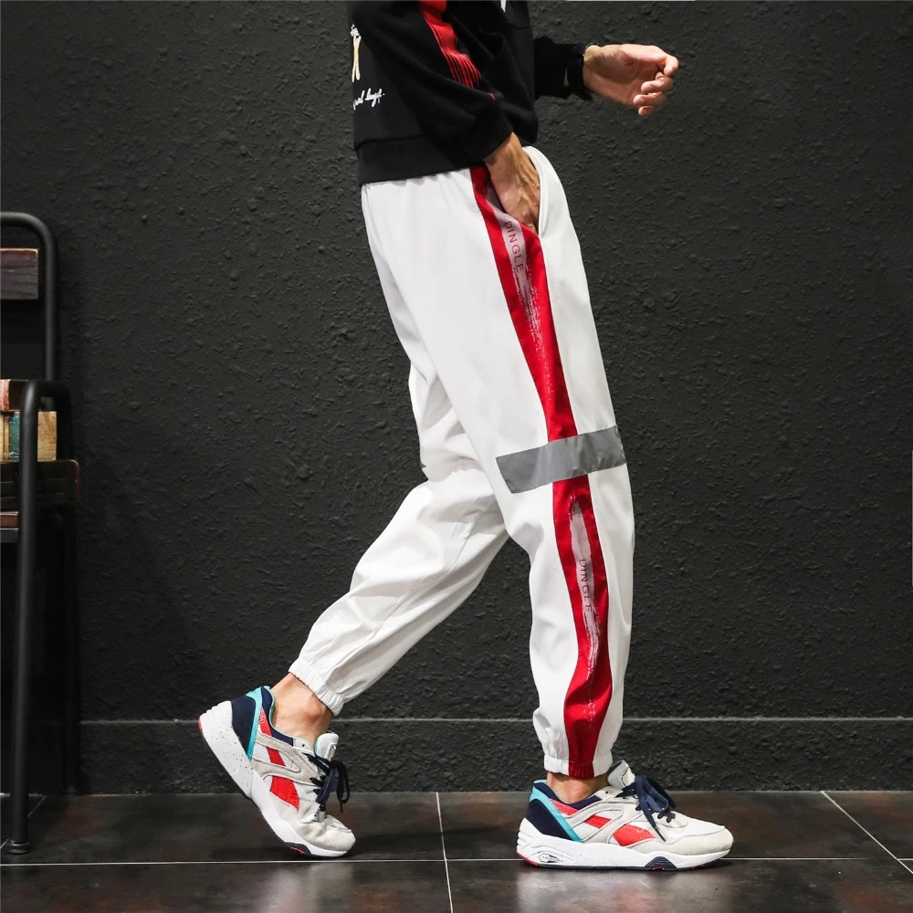 Pantalon homme corredores streetwear hip hop calças dos homens tarja hombre  ropa hombre casual ginásio sweatpants mens calças de pista  estética|Moletom| - AliExpress