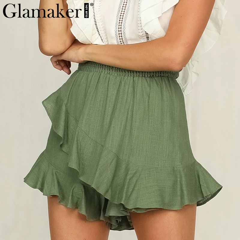 

Glamaker Ruffles sexy high waist shorts Women loose skirt shorts casual summer mini shorts Female spring club slim beach bottoms