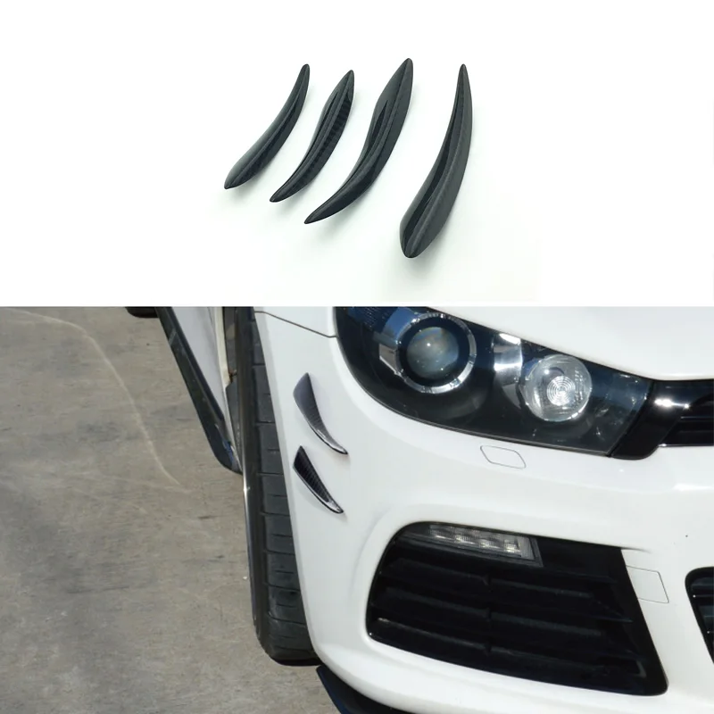 

4pcs Car Candars Carbon Fiber Car Auto Front Bumper Fins Lip Canards Splitter Trim Kit