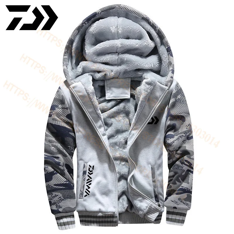 Roupas de Pesca Moletom ao ar Livre com Boné Roupas de Pesca com Capuz Daiwa Hoodies Solto Velo Quente Jaqueta Masculino com Capuz 2020 Mod. 1241707 5 Cheap Roupas de pesca
