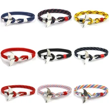 Новая мода КИТ хвост якорь браслеты для мужчин женщин Шарм морской выживания Веревка Цепь-Паракорд Браслет Мужской обёрточная бумага металлические крючки