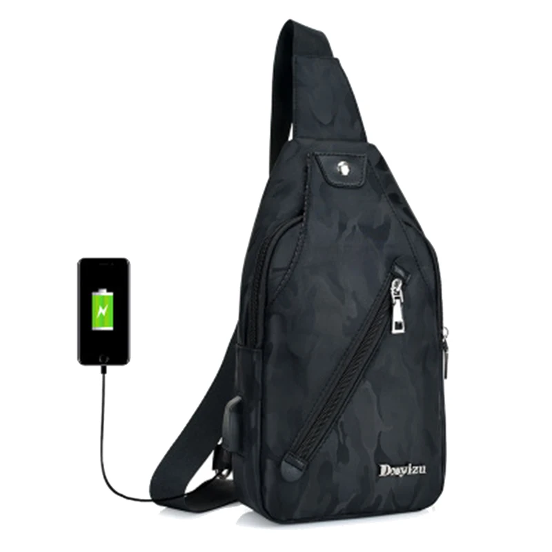 Men Backpack Anti Theft Canvas Chest Bag USB Rechargeable Teenager Single Shoulder Bag Boy Casual Mochila Sac A Dos Homme BP0216 (16)
