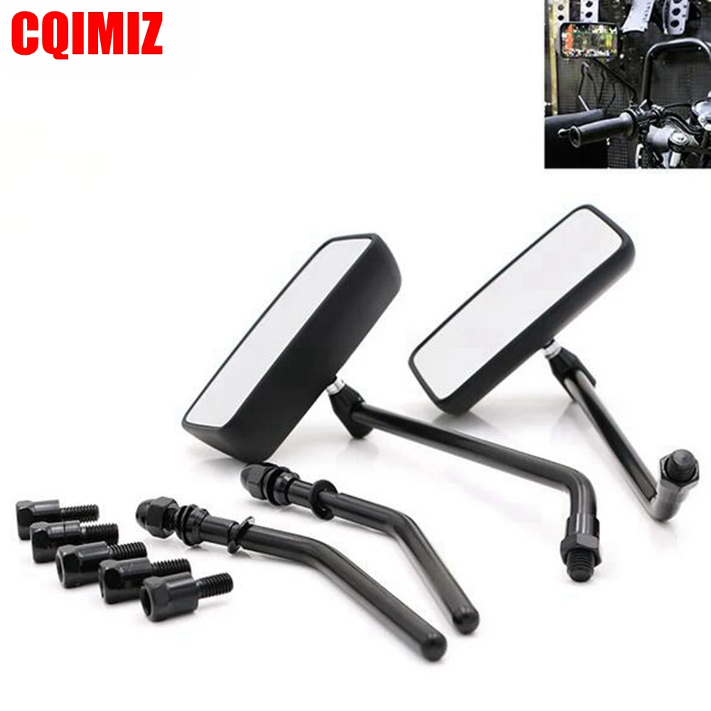1 Pair Universal Square Black Motorcycle Rear View Mirrors Side Mirror For Harley 8mm 10mm Motorbike | Автомобили и мотоциклы