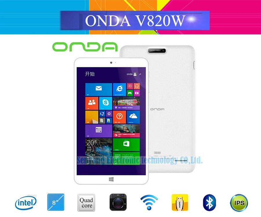 

8'' Original Onda V820W Windows 10 + Android 4.4 Dual OS Tablet PC IPS 1280*800 Intel Z3735F Quad Core 2GB 32GB Bluetooth HDMI