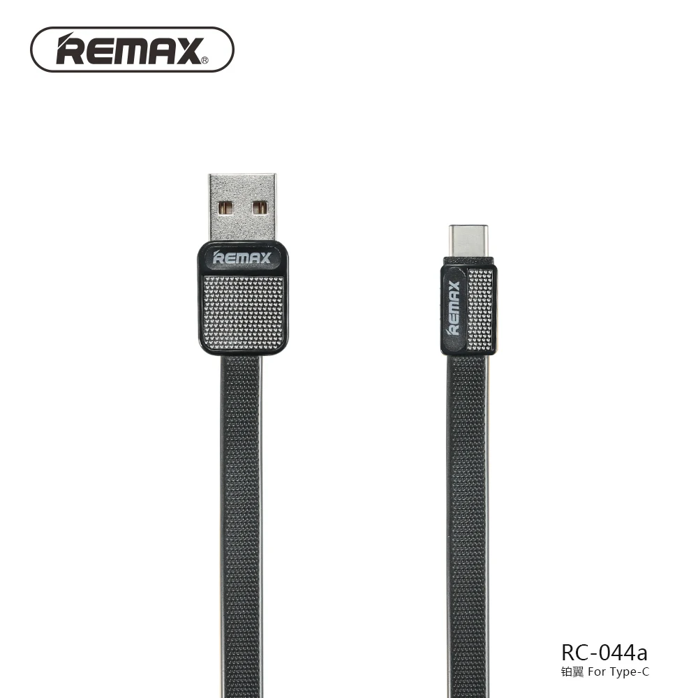 REMAX Тип C USB кабель для передачи данных плоский металлический зарядный кабель 2.1A Прочный USB C быстрая Зарядное устройство для подключения кабеля к кабелю для Xiaomi 4c/samsung S8/htc/mezu - Цвет: Black