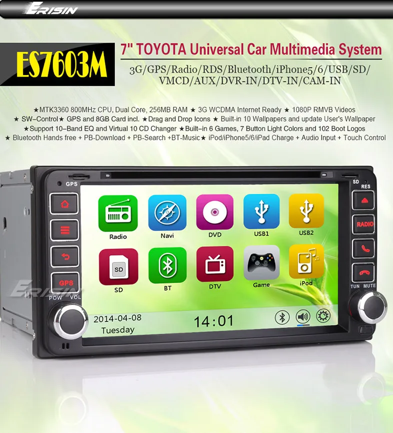 Clearance 7" Car DVD for Toyota RAV4 2001-2008 & Corolla 2000-2006 & Avanza 2003-2010 & Hilux 2001-2011 & Prado 1996-2009 & Vios 2003-2010 1