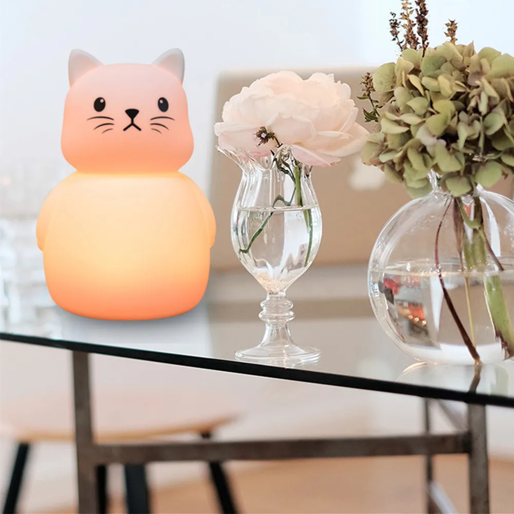 SuperNight Cute Cartoon Cat Mice LED Night Light Touch Sensor Colorful Silicone Bedside Table Lamp for Children Kids Baby Gift (20)