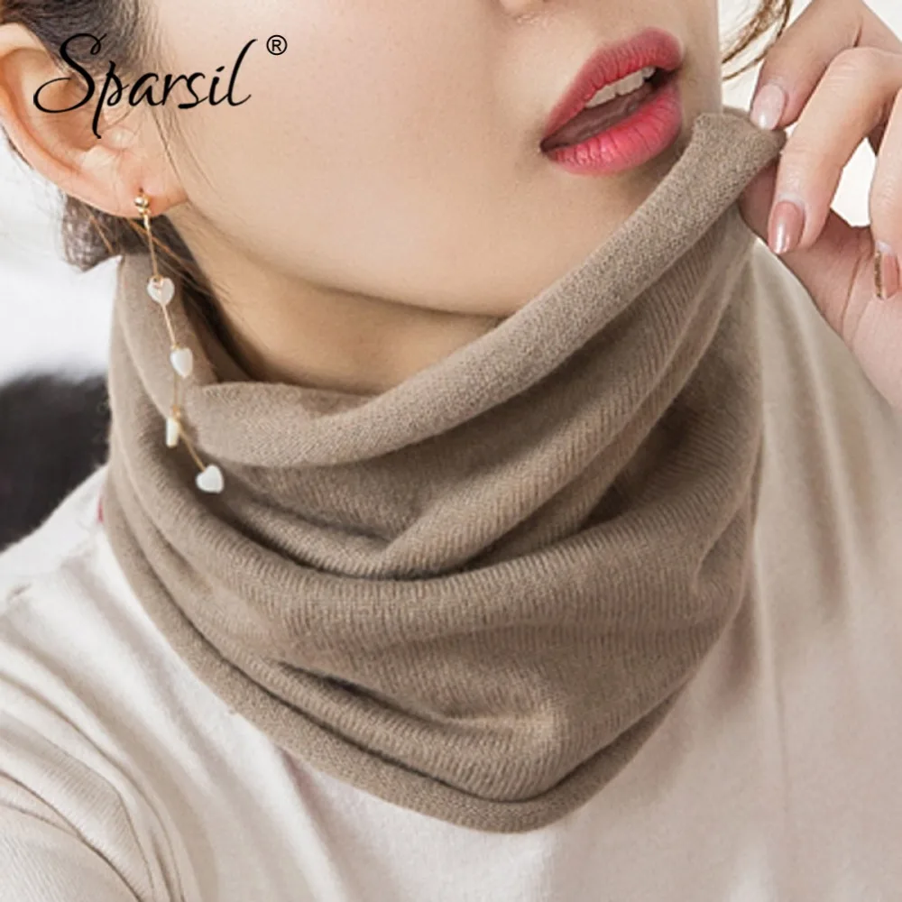 Goedkoop Sparsil Vrouwen Nertsen Kasjmier Ring Sjaals Zachte Comfort Enkele Lus Halswarmer Vrouwelijke Herfst Winter Effen Kleur Wollen Kraag Sjaal