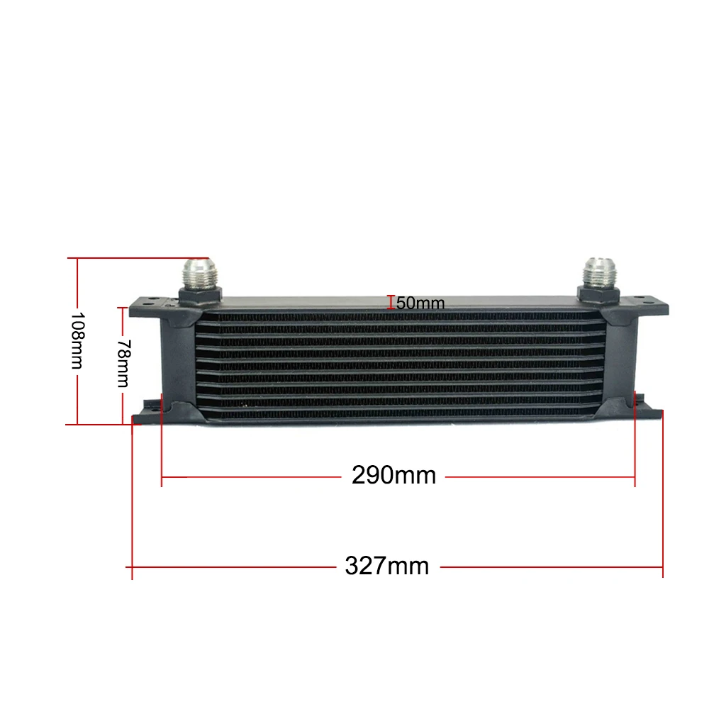 WLR-черный Универсальный 10 строк Масляный радиатор двигателя+ Алюминиевый Масляный фильтр/охладитель комплект для перемещения+ 3X нейлоновая оплетка шланга+ адаптер