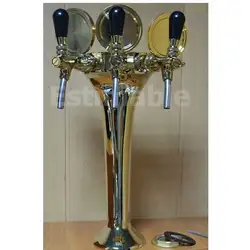 Три краны Кобра дизайн пиво башня материал латунь PVD/посеребренные пива башня с пивного держатель значка и охлаждения линии