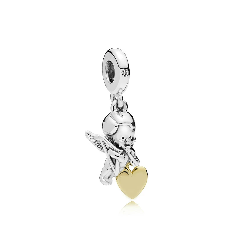 

5PCS New Arrival Fine Quality Silver Angel Cupid Gold Heart Charm Fit DIY Bead Bracelet & Necklace Women Jewelry Making