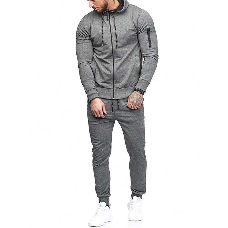 Casual Men Set Fashion Solid New Fashion Male Hooded Sweatshirt + Pants Tracksuit Pockets Drawstring Sportwear Set Plus Size Casual Men Set Fashion Solid New Fashion Male Hooded Sweatshirt + Pants Tracksuit Pockets Drawstring Sportwear Set Plus Size