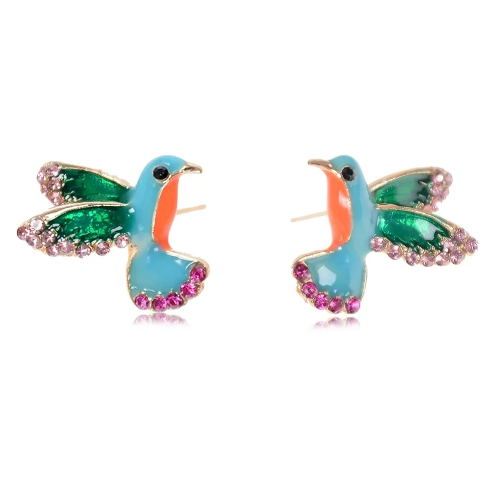 

2019 Fashion Rhinestone Bird/Snake Stud Earrings For Women Female Personality Colorful Animal Earing Jewelry