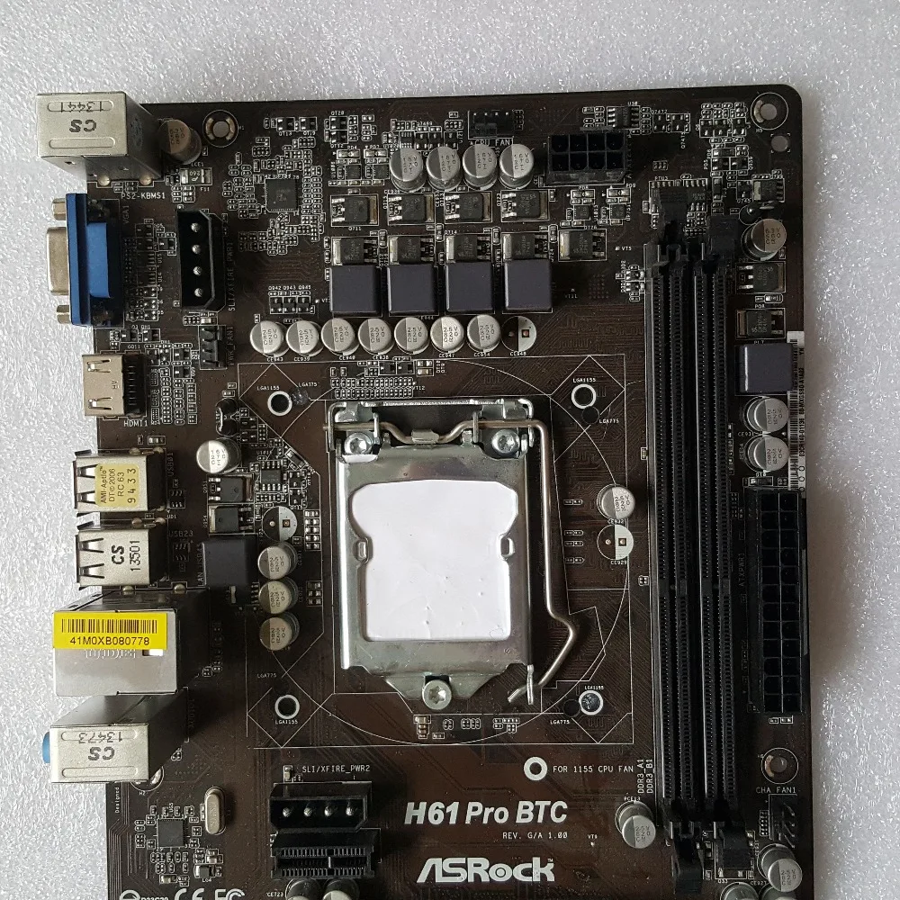 Оригинальная б/у горная плата H61 для ASRock H61 Pro BTC LGA 1155 DDR3 6* PCI-E ATX(альтернатива для TP61A H61B P61S2