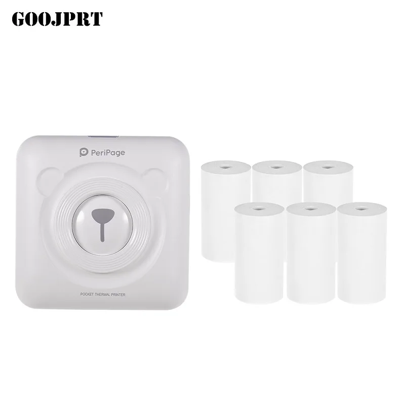 6 Rolls Thermal Pos-портативный принтер карманный мобильный тепловой Bluetooth 58 мм мини беспроводной POS Термальный фотопринтер для телефона Android iOS - Цвет: 6 Rolls Thermal