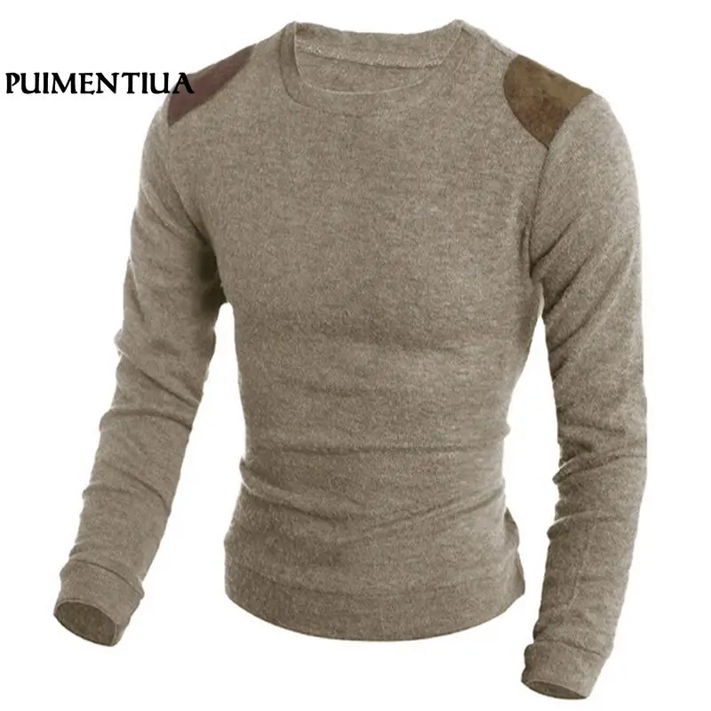 Pui для мужчин tiua осень зима лоскутное пуловер свитеры для женщин с длинным рукавом Круглый средства ухода за кожей Шеи