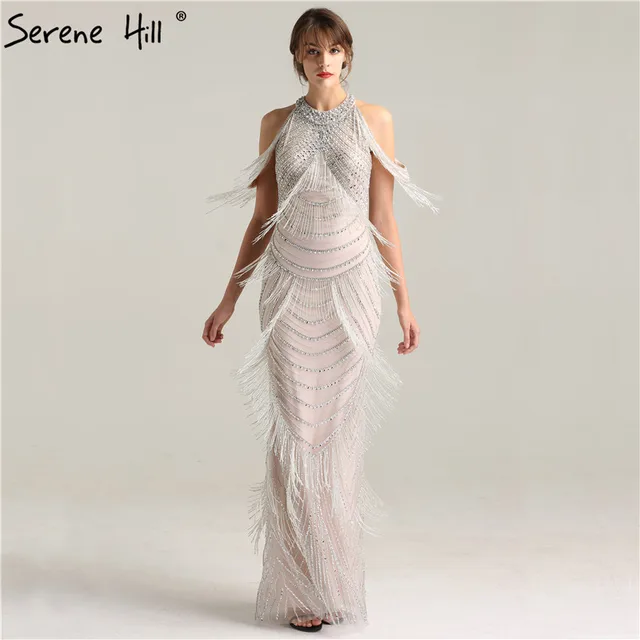 evening dress with tassels