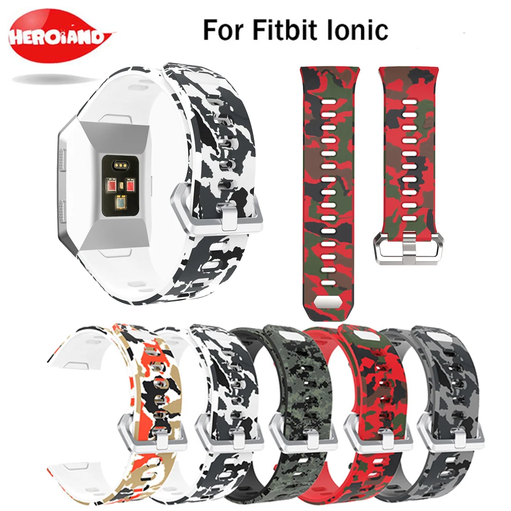 

New TPU soft Silicone Replacement Camouflage Wrist Strap Watchband Wrist Band For Fitbit Ionic Smart Watches 5 colors available