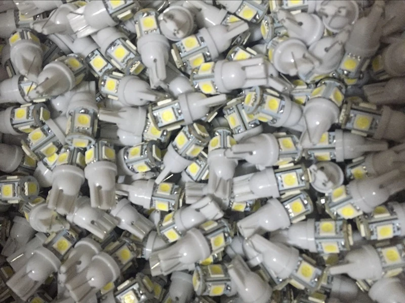 20x T10 5050 W5W 5 SMD 194 168 светодиодный Белый Автомобильный боковой клиновидный задний светильник лампа 12v светодиодная лампочка освещения приборов клиновидный автомобильный светильник лампа