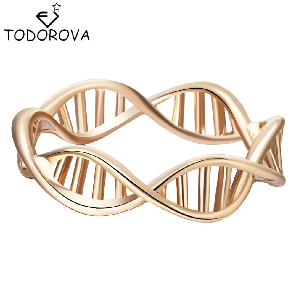 

Todorova Gold Silver Infinity DNA Chemistry Ring Brand Jewelry Encircle Ring for Women Men Wedding Band Statement Rings bijoux