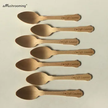 

x200 Personalized Ice Cream Spoons Mini Wooden Spoons Engraved Wood Utensils Classic Spoon Wedding gift Baby Bridal Showers