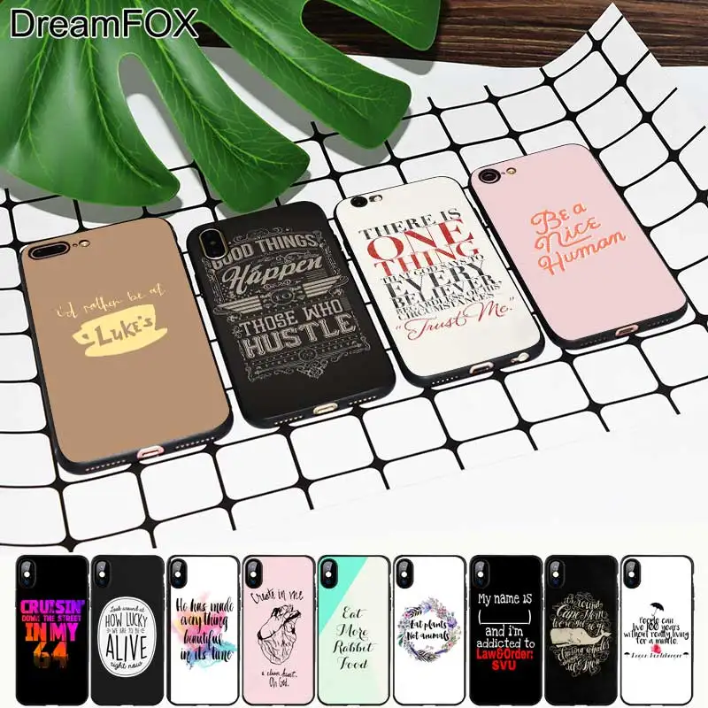 Koop DREAMFOX M379 Art Tekst Zwart Zachte TPU Silicone Case Cover Voor Apple iPhone XR XS Max X 8 7 6 6 s Plus 5 5 s 5g SE