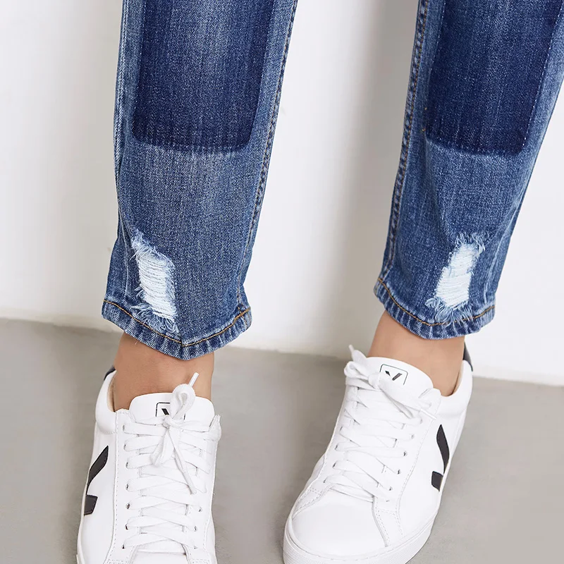 Женские джинсы LEIJIJEANS свободные прямые с эффектом отбеливания со средней талией