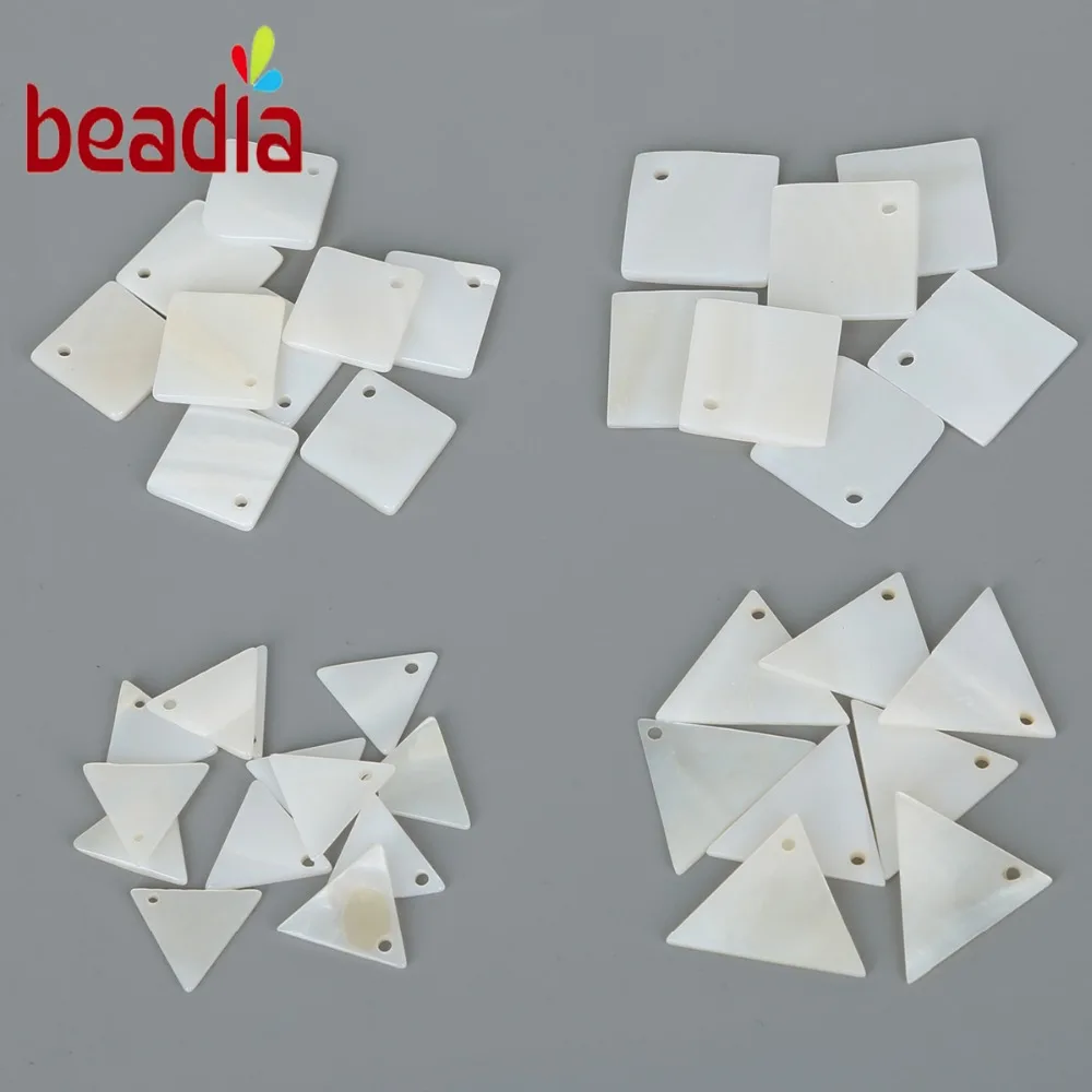 

Mixed Freshwater 10/20pcs Size Triangle & Square Natural Flat White Shell Loose Beads Men Jewelry Women DIY Earring Findings