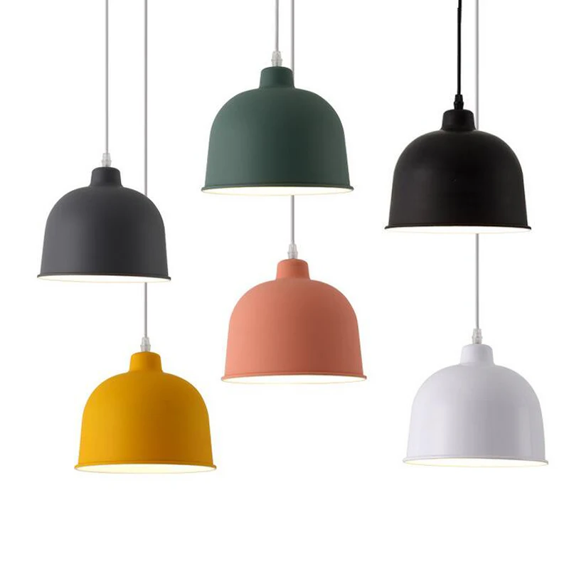 

Macaron Colorful Scandinavian Pendant Lights Aluminium Lampshade Modern Decorative Indoor Lighting For Resteaurant Hanging lamps
