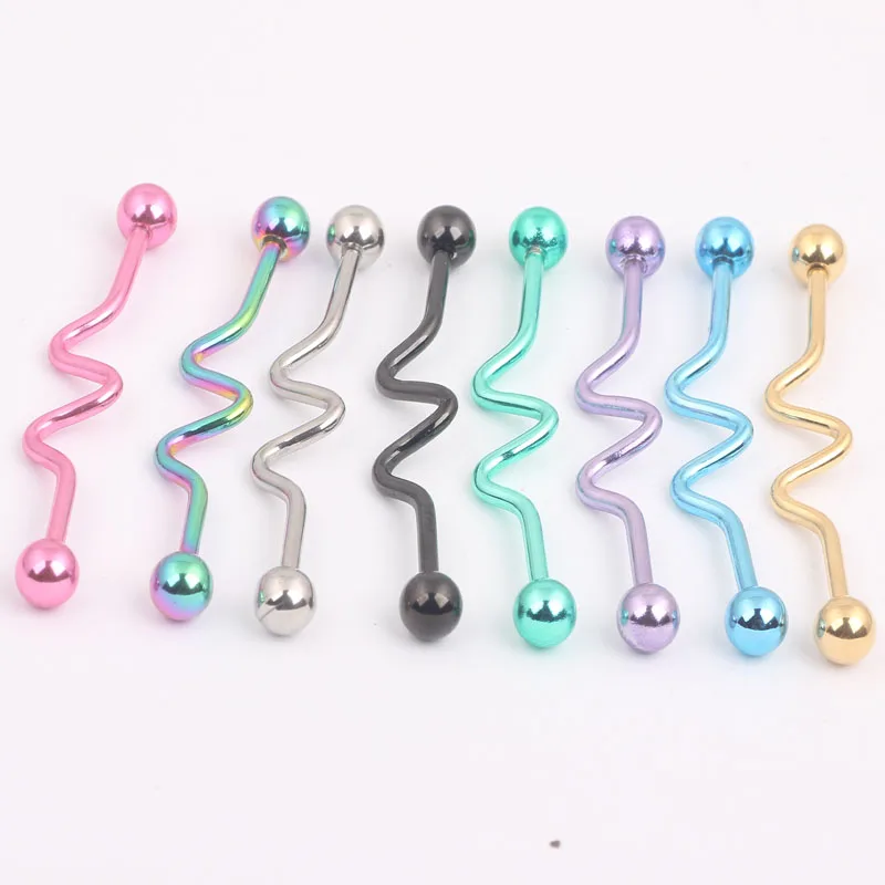 Black industrial barbell piercing spiral earring jewelry ear Piercing tragus Bar Helix Ear Plug