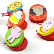 Классические деревянные Мультяшные животные Кастанет 2 шт детские погремушки Кастанет Игрушка музыкальный инструмент Кастанет детские развивающие игрушки