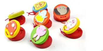 

Classic Wooden Cartoon Animals Castanet 2pcs Baby Rattles castanet Toy Musical Instrument castanet Children's Educational toys