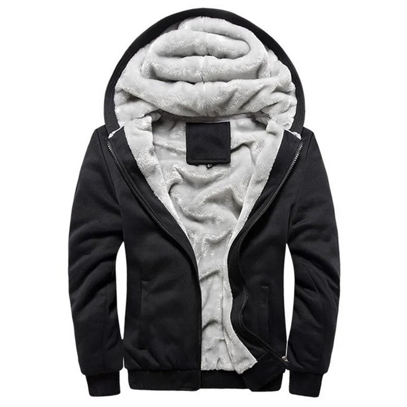 Зимняя Толстая куртка-бомбер, мужская куртка с капюшоном, jaqueta masculina, спортивная одежда для мужчин, мужская теплая флисовая куртка с капюшоном,, размер США 4XL - Цвет: w11 black