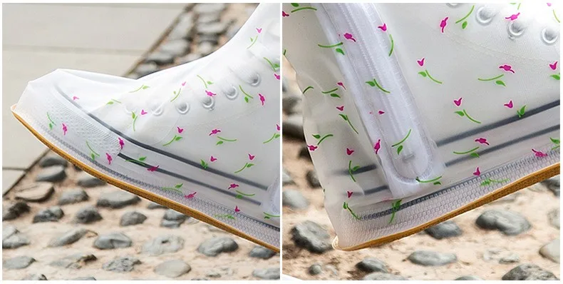 Модные непромокаемые сапоги с цветочным принтом; нескользящие, устойчивые к песку; женские резиновые сапоги