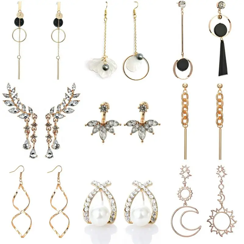 

New Fashion Crystal Flower Drop Earrings for Women Trendy Jewelry Gold Silver Earrings Gift for Friend Party and Daily