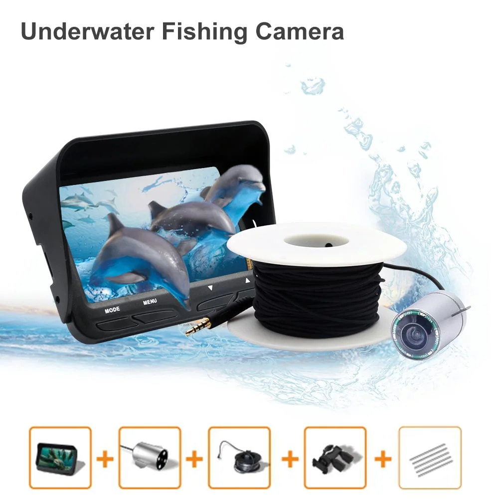 

30M 1000TVL Fish Finder Underwater Ice Fishing Camera HD 4.3" LCD Monitor 6 LED Night Vision Camera for Fishing