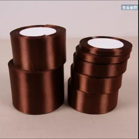 

All New Cheap 25 Yards coffee Silk Satin Ribbon Wedding Party Decoration Gift Wrapping Christmas New Year Apparel Sewing Fabric