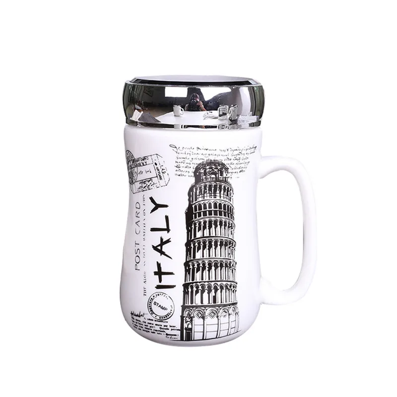 

Creative Ceramic Mug Coffee Mug Tea Cup White Colors Europe Travel Mug with Lid 400ml Cup for Coffee Drop Ship