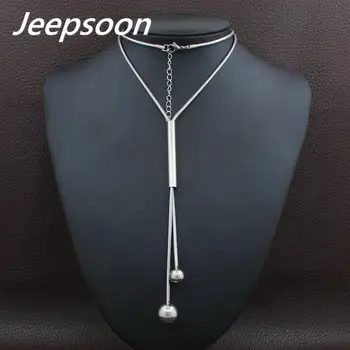 

Fashion Stainless Steel Jewelry For Woman Simulated Pear Long Chain Necklace High Quality Jeepsoon NEIGAFBD