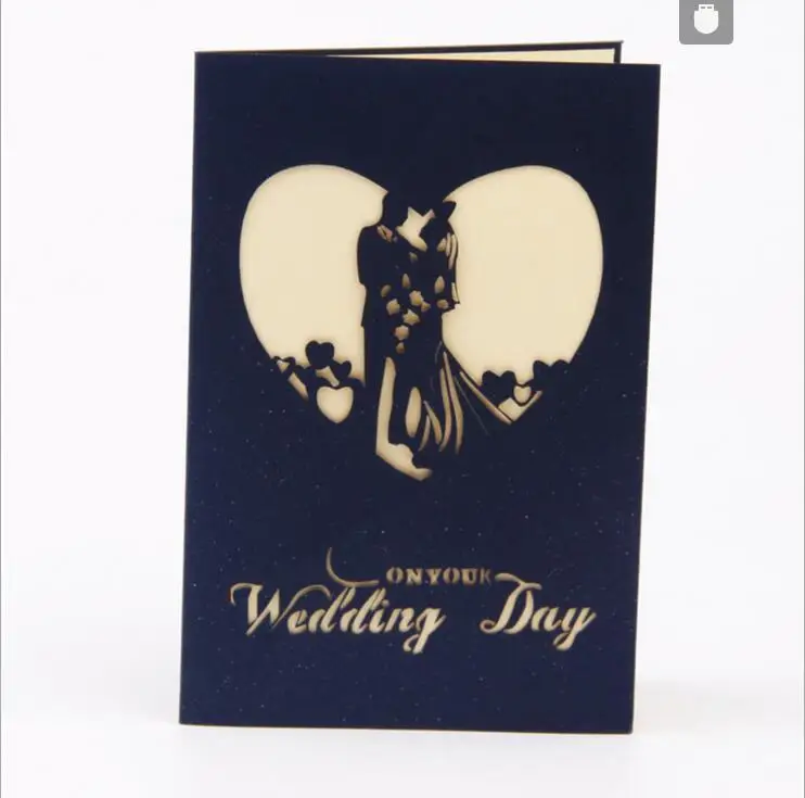  New Arrival Sweet Heart 3D Wedding Decorations Wedding Card folding Type Wedding Invitation Card - 32775679735